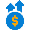 Dollar sign with upward arrows symbolizing increased profits through markdown optimization